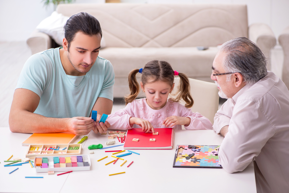 Three generations of family in early development concept